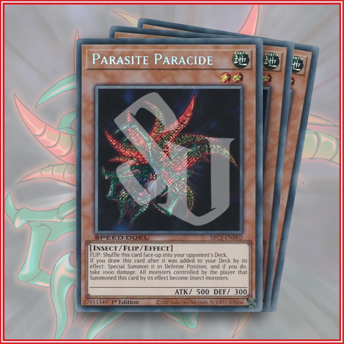 YuGiOh Parasite Paracide SBC1-END02 Secret Rare x3 1st Edition