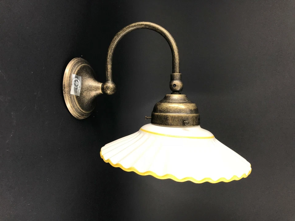 Applique en Laiton Salle de Bain Salon Entrée Du Pays Avec Céramique Jaune 20 CM - Photo 2/2