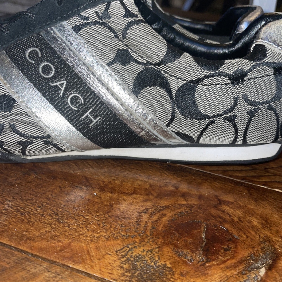 COACH Jayme Signature Sneakers Shoes Womens Black Suede Q582