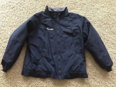 Lands End Fleece Lined mens Bomber Jacket Coat Size XL (46-48) Blue Full Zip