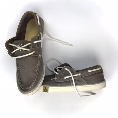Original Penguin Fly Ocean Boat Shoe Size 10.5 Grey Deck Shoes EUC White Stitch | eBay