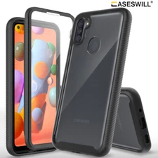 For-Samsung Galaxy A11 A21 Full-Body Clear Shockproof Case with Screen Protector