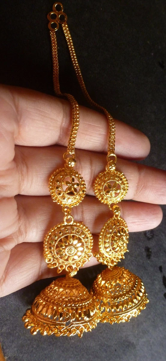 Paisley Chain Gold Long Earrings