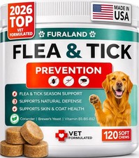 120 Flea Tick Prevention Dog Chews Supports Natural Defense Skin/Coat Health