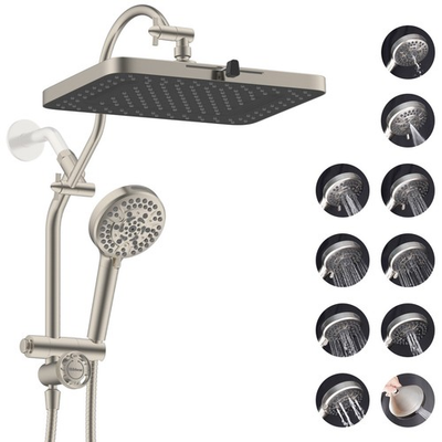 #ad Brushed Shower Head with handheld Spray Combo High Pressure 13in Rain Showerhead $94.99