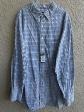 Daniel Cremieux Men’s Shirts 2X Tall Heavy Cotton Button Down Blue Plaid NEW