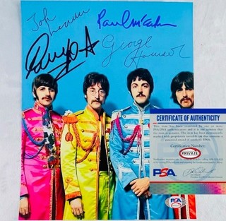 No Reserve PSA The Beatles Signed Photo John Lennon Paul McCartney Autograph