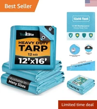 Durable 12x16 ft Heavy Duty Blue Tarp - Waterproof, UV Protection & Easy Install