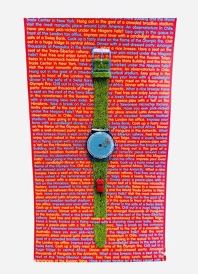 Swatch Green Gingham Strap Watch with Red Second Hand NEW SWATCH SWISS LIMITED WATERMELON WATCH TOO COOL GREEN  main image 3