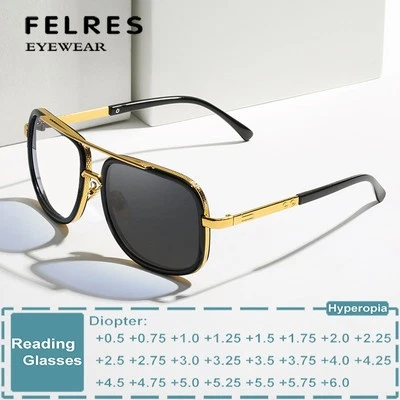 Metall Quadrat Photochrome Lesebrille Herren Mode Retro Outdoor Sonnenbrille  - Bild 1 von 4