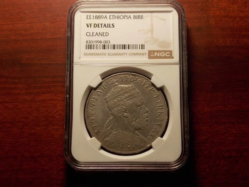EE1889 Ethiopia Birr large silver coin  NGC VF Details