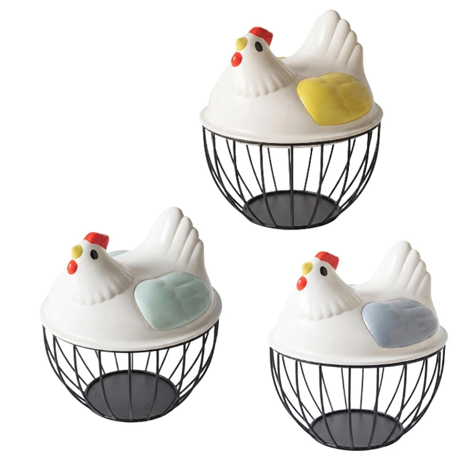 Egg Storage Basket Container Round Organizer Case Kitchen Storage Rustic Cute