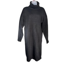 Zenana Black Turtleneck Knit Sweater Dress Long Sleeve Midi Medium