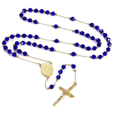 Rosenkranz Halskette Damen Herren Edelstahl Kreuz Maria Gebet Schmuck
