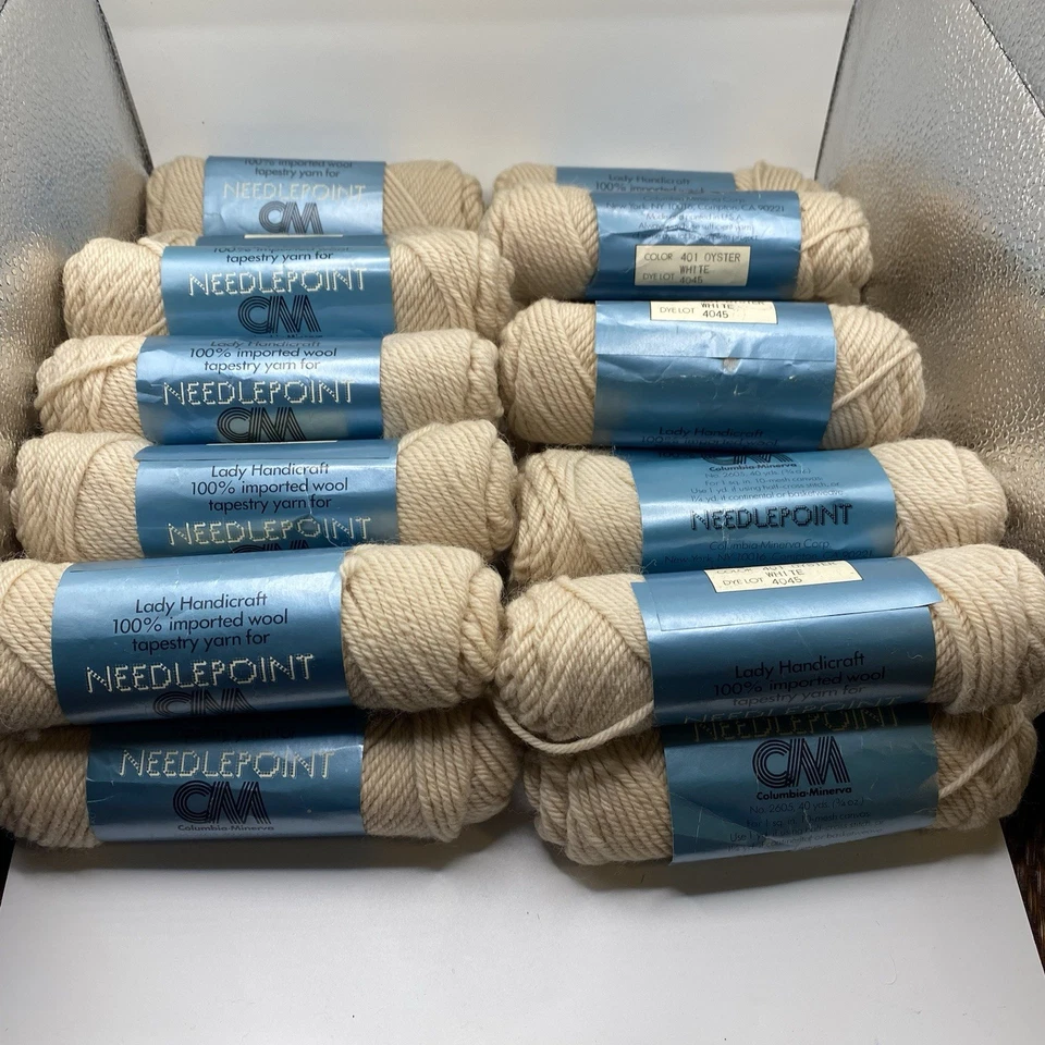 Lote De 22 Madejas De Colección Dama Artesanía Columbia-Minerva Punta Aguja Ostra Blanco Foto 3 de 4