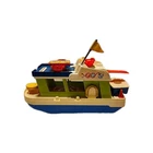 1972 Vintage Fisher Price Little People Happy Houseboat Toy W/ Dinghy Boat #985