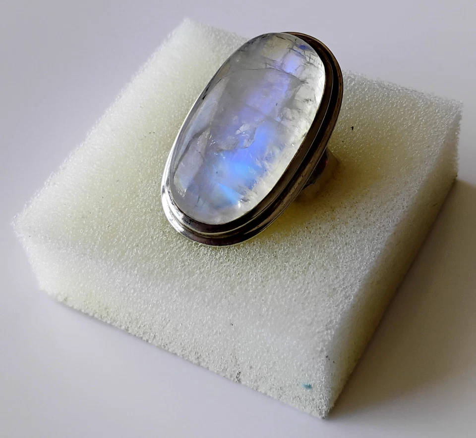 Bague en Pierre de Lune et Argent Sterling 925 - Taille 57. - Photo 4/4