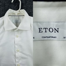 Eton Signature Twill 15.75 White All Cotton Men Contemporary Premium Solid Shirt