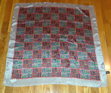 Vintage Specialty House Gray Red Green Plaid 100 Silk Square Scarf 30" Japan