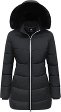 MOERDENG Women's Winter Windproof Warm Down Coats Waterproof Medium, Black 