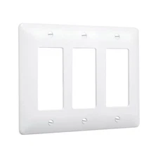 TayMac 5550W Paintable Masque Wall Plate Cover, White, 3-Gang