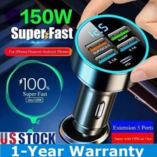 5 USB Port Super Fast Car Charger Adapter For iPhone Samsung Android Cell Phone