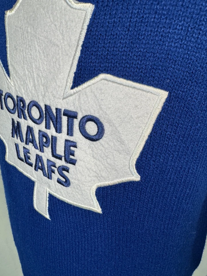 NHL Hockey Toronto Maple Leafs 1/4 Zip Up Knit Embroidered Sweater Mens Sz L - Image 4 of 4