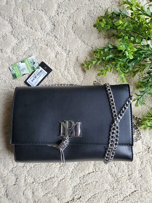 bradley mischka metal fringe bag vegan leather black