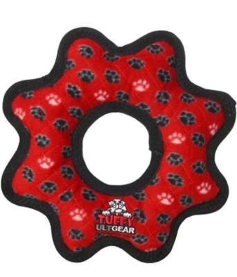 Tuffy Jr Gear Ring Red Paw By Tuffy Dog Toy