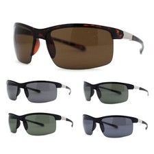 Mens Slick Modern Half Rim Sport Wrap Around Plastic Sunglasses