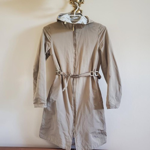 Max Mara parka waterproof raincoat women reversible cloak beige/white Size 4 US - Picture 2 of 9