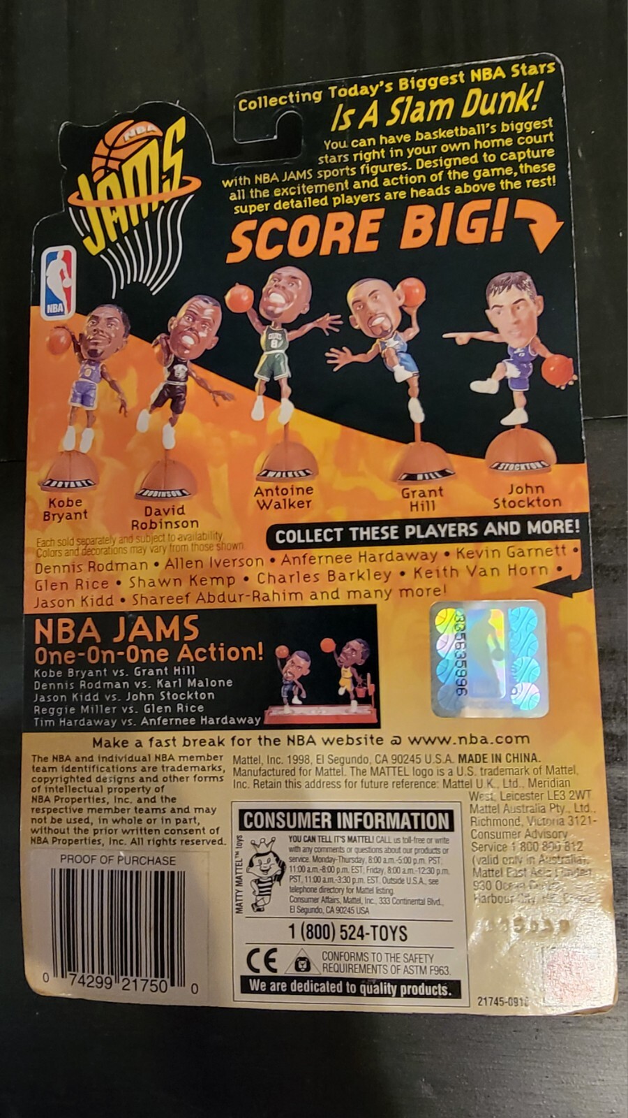 Dennis Rodman 1998 Mattel NBA Jams Chicago Bulls Court Col., NIP, 98/99