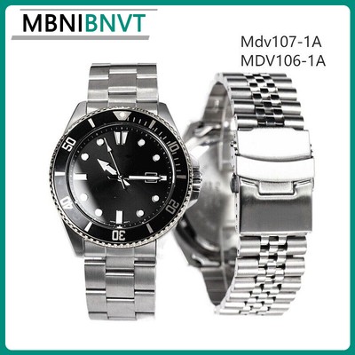 3 Styles 22mm Diving Metal Steel Strap For Casio Duro Mdv107-1A MDV106-1A Watch