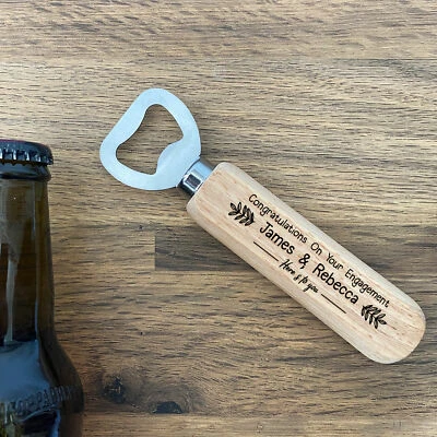 RED OCEAN Engagement Gift Personalised Wooden Bottle Opener Congratulations Gift