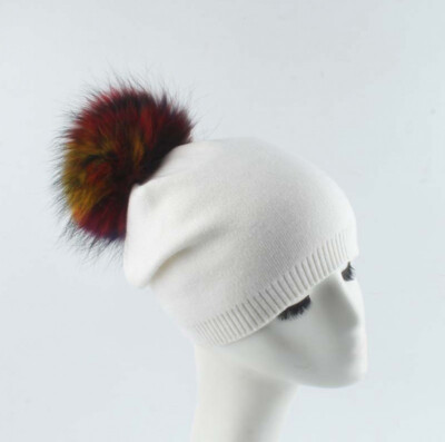 SKULL CASHMERE BEANIE HAT with Pom Pom | Wool Cashmere Blend | Gray H36e22f2e6015404aaea459a45e62b  main image 3