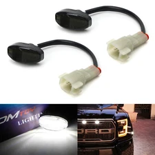 Smoked Lens White LED Front Fender Flare Sidemarker Lamps For 17-20 Ford Raptor