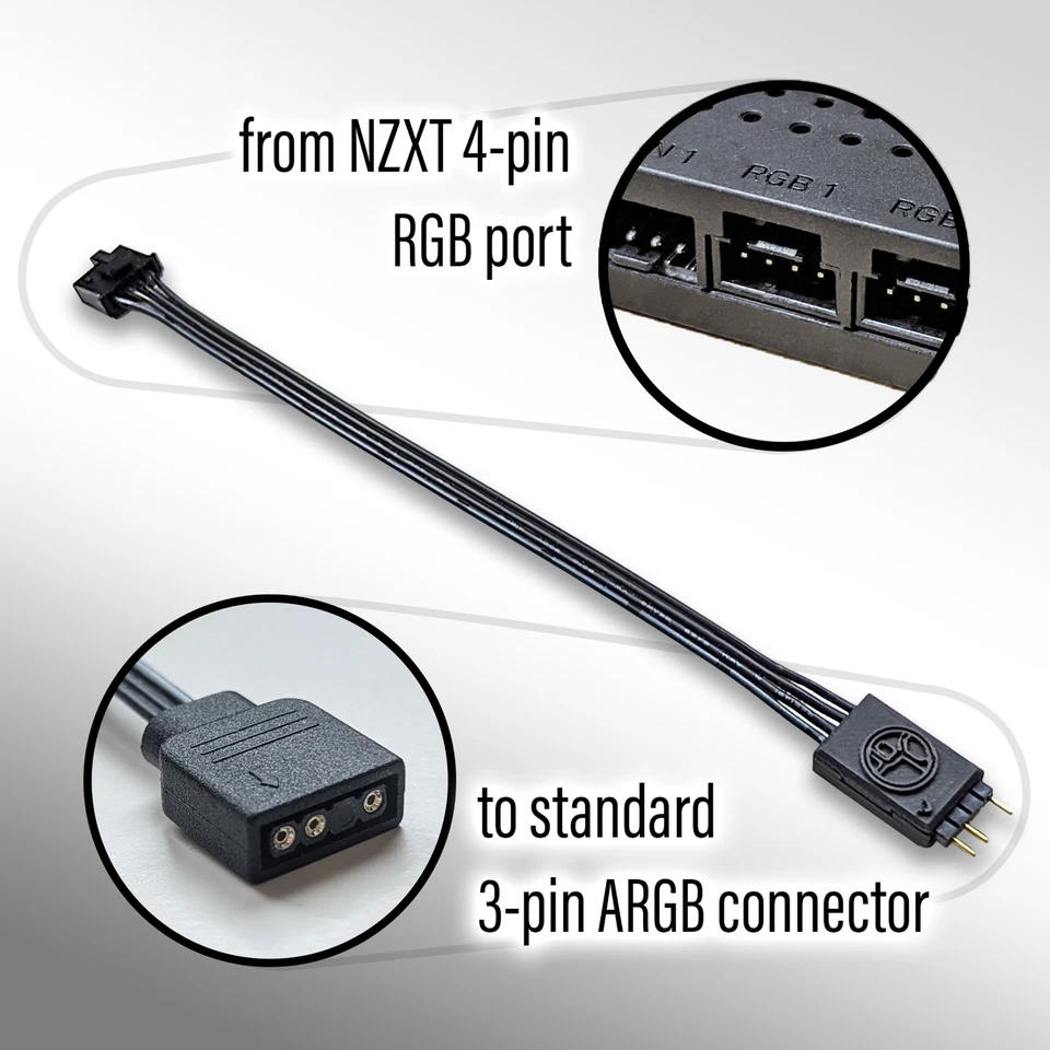 NZXT RGB to Standard ARGB 3-pin 5V Adapter - Image 3 of 4
