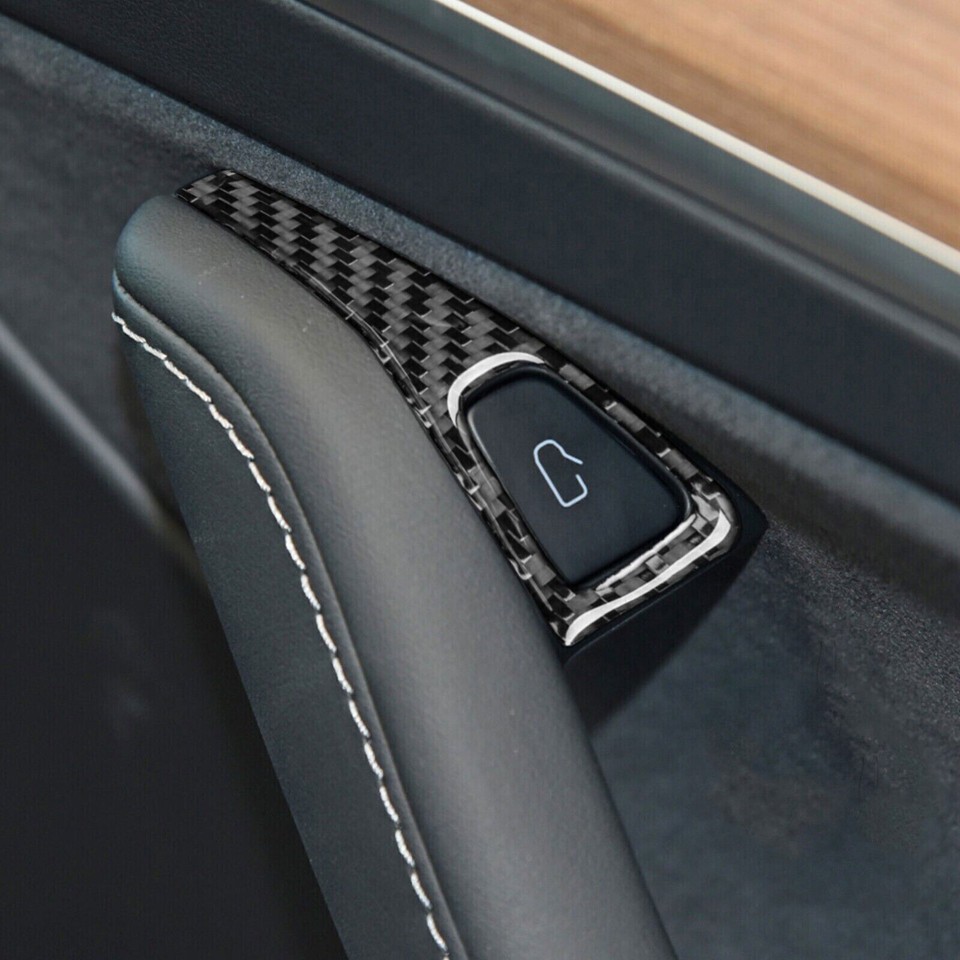 Carbon Fiber Interior Window Lift Switch Button Cover Trim For Tesla