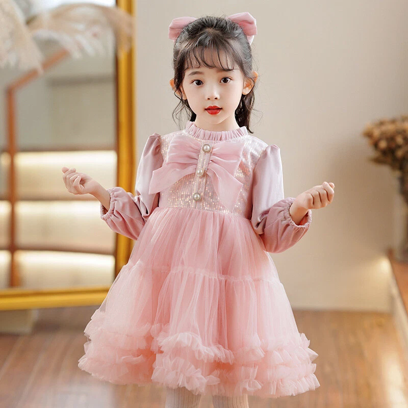 Children s Girls Spring Autumn Long Sleeve Dress Princess Birthday