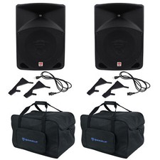  2 Rockville RPG10 10" Powered 1200w DJ PA Speakers Carry Bags