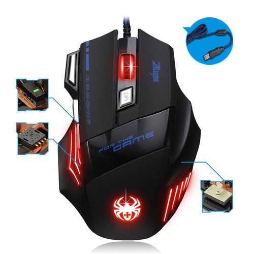Zelotes Optical Mouse T-80 Big Mac Gaming Light up black n blue - Picture 4 of 6