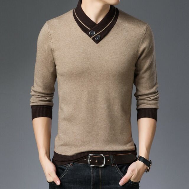 Winter Mens Long sleeve V Neck Sweater Knitwear Pullover Jumper 30% ...