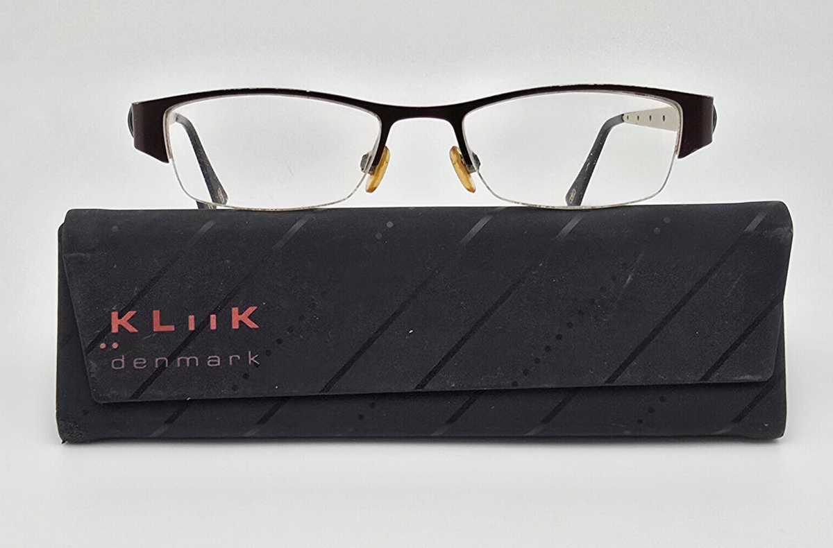 Kliik K-480 612 Brown Ivory Semi-Rimless Eyeglasses Frame w/ Case 48-18-135