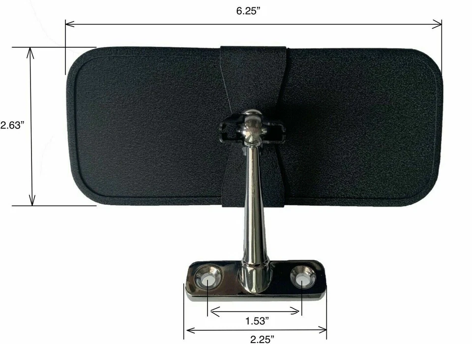 Vintage Hot Rat Rod Antique Car Truck Interior Rear View Mirror Black Wrinkle - Image 4 of 4