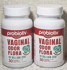 Lot Of 2 Probiotiv Probiotics 10 Billion CFU Vaginal Odor Flora 30 Tablets 11/25