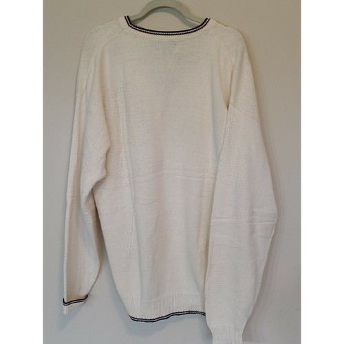 Vintage Isle Of Cotton Golf Sweater V-Neck Embroidered Textured Print XLT USA - Picture 6 of 12
