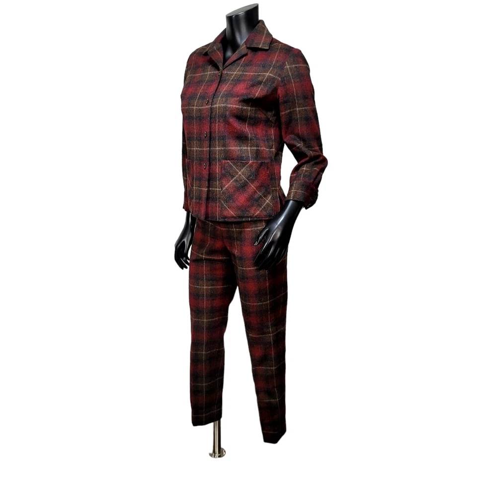 Vintage 60s Handmade Wool Blend Plaid Jacket & Peddle Pusher Pants Outfit Set - Image 4 of 4