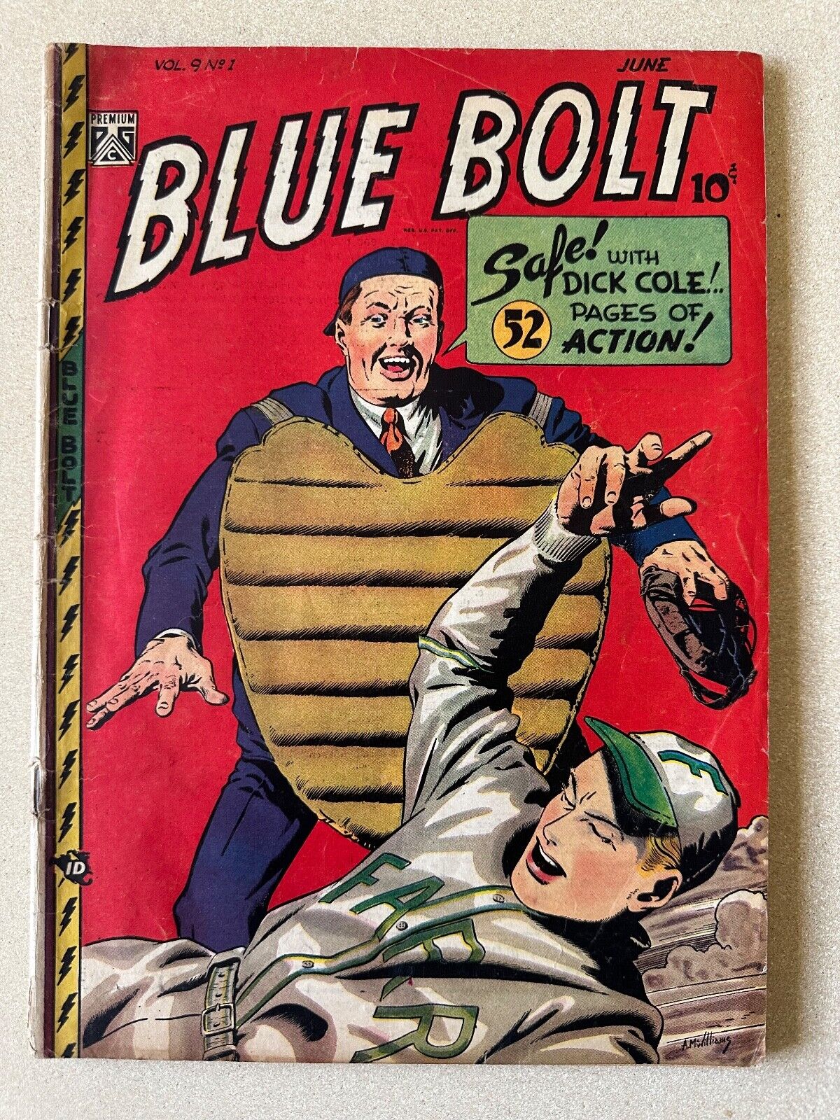 Blue Bolt Vol 9 #1 1948 6.0 FN Baseball Wrestling Ghosts War Golden Age Comic