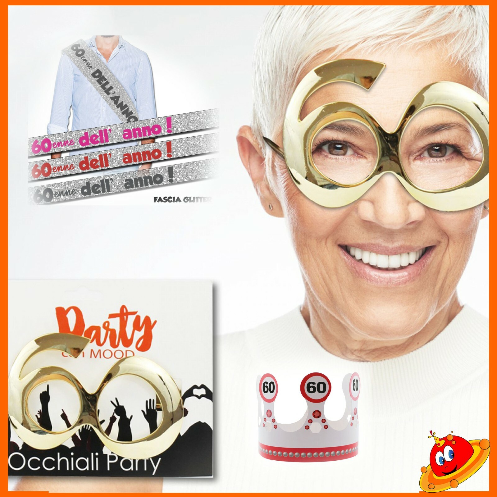 Compleanno 60 anni Kit Festa Party Addobbi Decorazioni Accessori Tavola Occhiali
