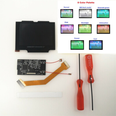 8 Colors Mode IPS V2 Backlight Screen Set For Game Boy Advance SP GBA SP Console